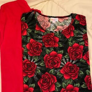 Lularoe roses Irma and leggings euc gorgeous